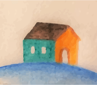 Small home righted (oil painting look)