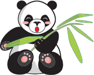 Cartoon Panda And Bamboo