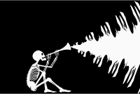 Halloween Skeleton Playing Ghost Flute