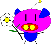 pig pig with flower