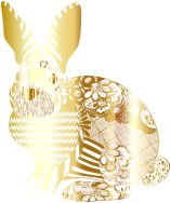 Gold Floral Rabbit No Background