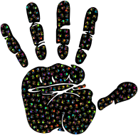 Prismatic Handprint Fractal 3 With Background
