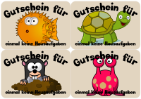 Gutscheine fuer Hausaufgaben in der Grundschule
