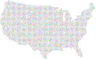 Prismatic United States Map Dots