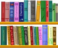 Library - Bibliothèque - extra contrast - book titles converted to paths