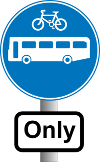 Roadsign Buses and bikes