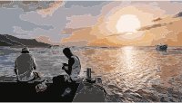 Fishermen with his son on Pier Juan Griego