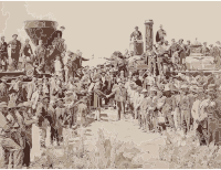 East and West Shaking hands at the laying of last rail Union Pacific Railroad - Restoration