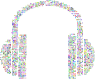 Prismatic Music Headphones Word Cloud No Background