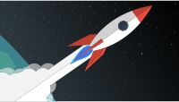 Rocket Blasting Off Into Space