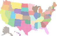Multicolored United States Map Dots