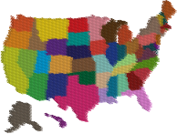 3D Multicolored United States Map Dots