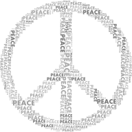 Peace Sign Word Cloud Grayscale