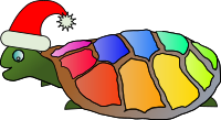 Funny turtle with santa hat