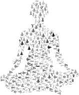 Prismatic Female Yoga Pose Silhouette Fractal Grayscale