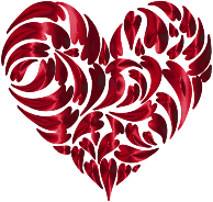 Abstract Distorted Heart Fractal Vermilion No Background