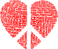 Peace Heart Mark III Word Cloud Red