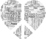 Peace Heart Mark III Word Cloud Grayscale