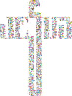 Prismatic Jesus Cross Typography Dots No Background