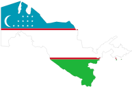 Uzbekistan Map Flag With Stroke