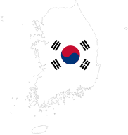 South Korea Map Flag With Stroke