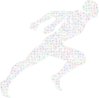 Low Poly Prismatic Wireframe Sprinting Man