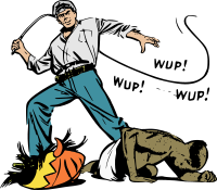 Ivory trader whipping old medicine man