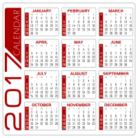 Calendar 2017 - English Version (White and Red-II)