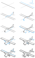 Draw a single engine airplane