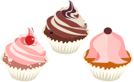 Three Delicious Cupcakes