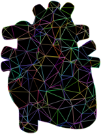 Prismatic Spacefem Low Poly Wireframe Heart With Background