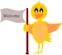 Cartoon Bird With Welcome Sign