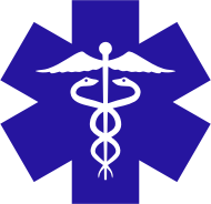 Caduceus On Blue Star Of Life