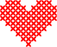 Cross Stitched Heart Red