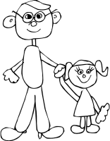 Dad holding daughters hand Animation