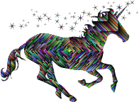 Prismatic Magical Unicorn Silhouette Concentric With Background