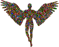 Chromatic Tiled Angel Silhouette