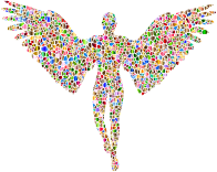 Chromatic Tiled Angel Silhouette No Background