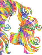 Low Poly Splash Of Color Female Hair Profile Silhouette
