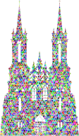 Prismatic Triangular Mosaic Gothic Castle Silhouette
