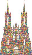 Polyprismatic Hexagonal Mosaic Gothic Castle Silhouette