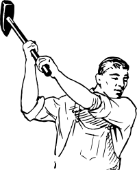 Man weilding a hammer