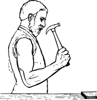 elbow position for hammering