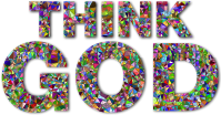 Chromatic Gem Low Poly Think God Typography With Drop Shadow
