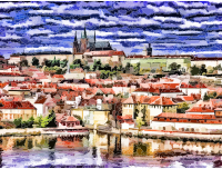 Stylized Painting Of The City Of Prague