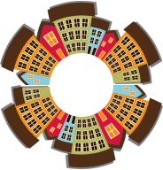 Small Town Cityscape Radial 2