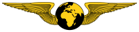 Golden winged globe emblem