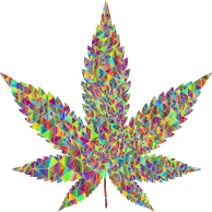 Polychromatic Low Poly Marijuana Leaf Silhouette