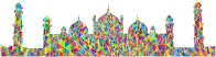 Polychromatic Low Poly Badshahi Mosque Lahore Pakistan Silhouette