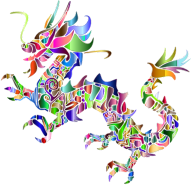 Chromatic Tribal Asian Dragon Silhouette 2 No Background